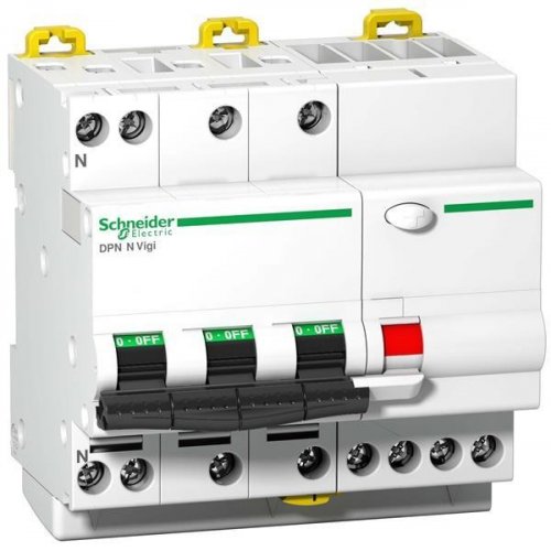 Автомат дифференциального тока АВДТ Schneider Electric Acti9 DPN Vigi 4п 25А 30мА 6,0кА C тип AC картинка